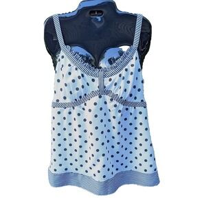 Loft Womens Babydoll Top 10 Cute Polka Dot Coquette Dainty Summer Pinup Beach